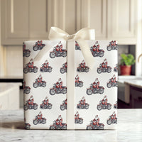 Motorcycle Santa Gift Wrap, Biker Santa Christmas Wrapping Paper, Cruiser Bike Christmas Wrapping Paper, Biker Holiday Gift Wrap Paper Roll