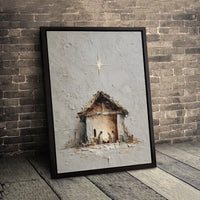 Minimalist Nativity Canvas Wall Art, Textured Impasto Nativity Scene Canvas Print, Holy Family Christmas Decor, Christian Faith Canvas Present