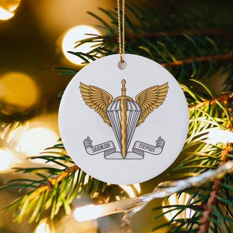 Military Parachute Wings Ornament, Ukrainian Air Assault Forces Ornament, Ceramic Christmas Tree Ornament, Veteran Keepsake Present