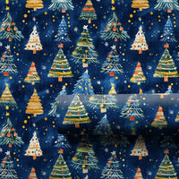 Watercolor Pine Tree Gift Wrap, Navy Christmas Tree Wrapping Paper, Elegant Blue Holiday Wrapping Paper, Festive Winter Trees Gift Wrap