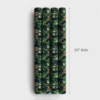 Pine Holly Christmas Gift Wrap, Watercolor Poinsettia Wrapping Paper, Botanical Winter Wrapping Paper, Traditional Holiday Wrapping Paper