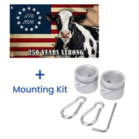 Dairy Cow American Flag 250 Years Strong | Patriotic Farm Decor House Flag | Double-Sided Weather-Resistant | Gift for Farmers