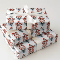 Sunglasses Santa Gift Wrap, Cool Santa on Scooter Wrapping Paper, Red Motor Scooter Christmas Wrapping Paper, Whimsical Holiday Gift Wrap