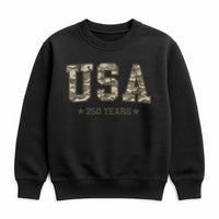 Camo USA Sweatshirt | America 250 Years Patriotic Design | Soft Cotton Blend Comfort Fleece | Gift for Military Veterans and Hunting Enthusiasts