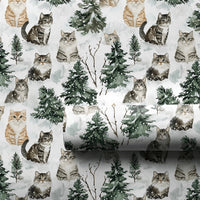 Snowy Forest Kitten Gift Wrap, Watercolor Cat Wrapping Paper, Winter Holiday Cat Wrapping Paper, Christmas Kitten Gift Wrapping Paper