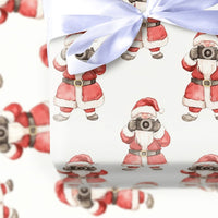Vintage Camera Christmas Gift Wrap, Photographer Santa Wrapping Paper, Watercolor Photographer Wrapping Paper, Camera Holiday Gift Wrap