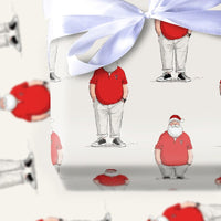 Casual Modern Santa Claus Gift Wrap, Red Polo Santa Wrapping Paper, Fun Holiday T Logo Wrapping Paper, Humorous Christmas Gift Wrapping Paper