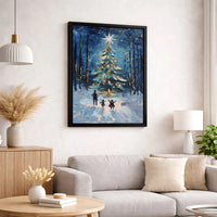 Snowy Pine Forest Impasto Canvas Wall Art, Winter Christmas Tree Canvas Print, Festive Holiday Canvas Painting, Comfy Winter Home Decor