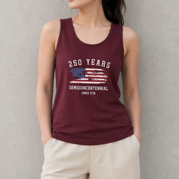 250 Years Semiquincentennial Tank Top | Distressed American Flag 1776 Design | Soft Breathable Unisex Tank | Gift for Patriots and History Lovers
