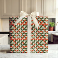 Mid-Century Modern Gift Wrap, Retro Geometric Christmas Wrapping Paper, Vintage Holiday Petal Gift Wrapping Paper, Xmas Gift Wrap Roll