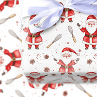 Pinecone and Whisk Gift Wrap Roll, Baking Santa Christmas Wrapping Paper, Culinary Chef Present Paper, Holiday Baker Gift Wrap