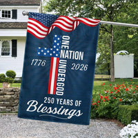 250 Years of Blessings Garden Flag | One Nation Under God 1776-2026 | Double-Sided Patriotic Americana Decor | UV-Resistant Polyester