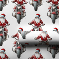 Vintage Biker Santa Gift Wrap, Motorcycle Santa Wrapping Paper, Humorous Motorcycle Christmas Wrapping Paper, Biker Holiday Gift Wrap