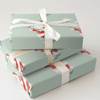 Sporty Holiday Gift Wrap, Tennis Santa Christmas Wrapping Paper, Mint Green Watercolor Tennis Wrapping Paper, Tennis Player Xmas Gift Wrap