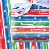 Colorful Snowflake Holiday Gift Wrap, Festive Watercolor Stripe Christmas Wrapping Paper, Winter Star Gift Wrapping Paper, Roll Gift Wrap
