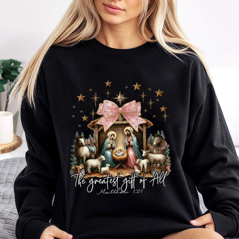 Nativity the Greatest Present of All Sweater, Nativity Scene Sweatshirt, Religious Nativity Christmas Crewneck, Christian Holiday Pullover