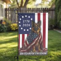 Patriotic German Shepherd Garden Flag | 250 Years of Freedom 1776-2026 US Semiquincentennial Double Sided | Weatherproof Polyester | American Dog Lover Gift