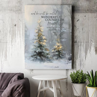 Scripture Bible Verse Canvas, Isaiah 9 6 Wonderful Counselor Canvas Wall Art, Christmas Holiday Wall Decor, Christian Faith Canvas Print