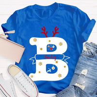 Reindeer Antlers Merry Christmas T-Shirt, Personalized Teacher Christmas Shirt, Custom Teacher Holiday Tee, Teacher Christmas Present