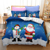 3D Winter Holiday Bedding Set, Christmas Santa Claus Snowman Duvet Cover Set, Adorable Xmas Quilt Cover, Festive Bedroom Decor Duvet Cover