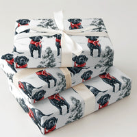 Black Dog in Red Scarf Gift Wrap, Cane Corso Christmas Wrapping Paper, Holiday Dog Lover Wrapping Paper Roll, Winter Pet Present Wrap