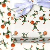 Vintage Basketball Elf Gift Wrap, Basketball Elves Wrapping Paper, Christmas Elf Wrapping Paper, Sports Holiday Gift Wrap, Kids Athlete Present