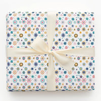 Retro Starburst Gift Wrap Paper, Mid Century Modern Snowflake Wrapping Paper, Vintage Mod Christmas Wrapping Paper Roll Holiday Gift Wrap