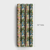 Beach City Skyline Gift Wrap, Tropical Christmas Wrapping Paper, Coastal Holiday Gift Wrapping Paper, Palm Tree Present Wrap, Holiday Wrap