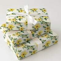 Floral Christmas Gift Wrap, Yellow Poinsettia Wrapping Paper, Watercolor Botanical Wrapping Paper, Elegant Winter Holiday Paper Roll