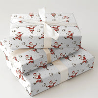 Sports Fan Christmas Gift Wrap, Watercolor Soccer Santa Wrapping Paper, Soccer Player Holiday Paper, Gold Stars Festive Present Wrap Roll