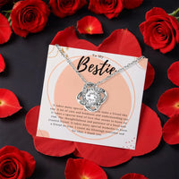 Sparkling CZ Crystal Gold Pendant, Bestie Love Knot Necklace, Friendship Jewelry, Best Friend Birthday Christmas Present Necklace for Her