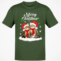 Adorable Holiday Kitty Graphic Tee, Merry Christmas Santa Cats T-Shirt, Festive Cat Lover Winter Shirt, Xmas Animal T-Shirt