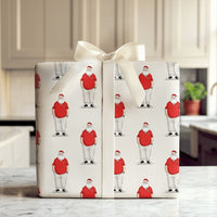 Casual Modern Santa Claus Gift Wrap, Red Polo Santa Wrapping Paper, Fun Holiday T Logo Wrapping Paper, Humorous Christmas Gift Wrapping Paper