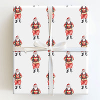 Watercolor First Responder Christmas Gift Wrap, Firefighter Santa Wrapping Paper, Fireman Santa Gift Wrapping Paper, Holiday Hero Gift Wrap