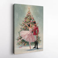 Christmas Ballet Canvas Print, Nutcracker and Ballerina Canvas, Holiday Dance Wall Art, Festive Nutcracker Canvas, Ballerina Dancer Present
