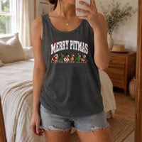 Humorous Pitbull Christmas Tank, Merry Pitmas Tank Top, Pit Bull Mom Sleeveless Tee, Holiday Dog Lover Tank, Christmas Present for Pitbull Mom