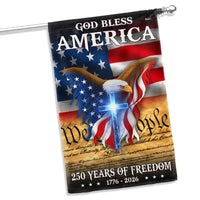God Bless America Garden Flag | 250 Years of Freedom Eagle & Cross Design | Double-Sided Polyester | Patriotic Outdoor Decor