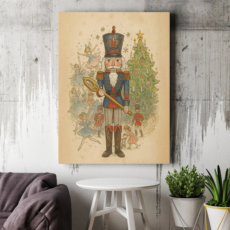 Vintage Christmas Fairies Print, Nutcracker Ballet Canvas Wall Art, Holiday Nutcracker Canvas, Festive Wall Art, Winter Home Decor Canvas