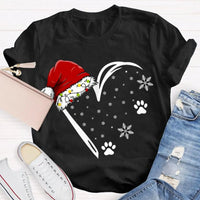 Merry Christmas Graphic T-Shirt, Santa Hat Snowflake Heart Shirt, Festive Winter Holiday Tee, Adorable Heart Christmas Shirt, Holiday Present Tee
