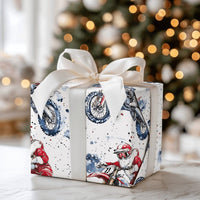 Dirt Bike Claus Gift Wrap, Motocross Santa Christmas Wrapping Paper, Motorcycle Holiday Wrapping Paper, Biker Christmas Wrapping Paper