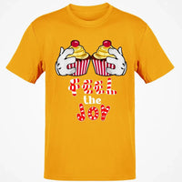 Adorable Cartoon Cupcake Graphic Tee, Feel the Joy Christmas Shirt, Holiday Sweets T-Shirt, Festive Winter Shirt, Dessert Lover Xmas Present
