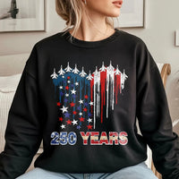 250 Years 1776-2026 Independence Sweatshirt | Patriotic Fighter Jet Graphic | Premium Cotton Blend | USA Semiquincentennial Gift for Men and Women