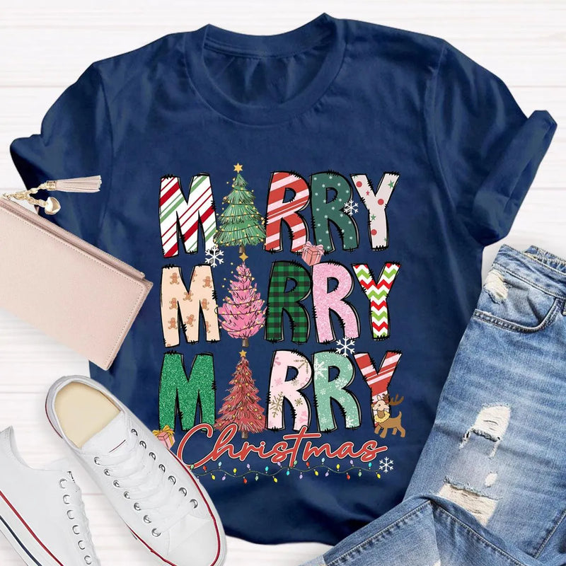 Festive Christmas Holiday Educator Shirt, Merry and Bright Teacher T-Shirt, Adorable Winter Classroom Tee, Teacher Holiday Present, Xmas Apparel
