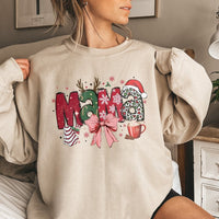 Festive Cheetah Print Holiday Pullover, Christmas Mama Leopard Sweatshirt, Adorable Winter Mother Sweater, Christmas Morning Mama Crewneck
