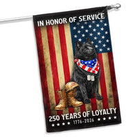 Schipperke Dog Garden Flag | 250 Years of Loyalty Patriotic Design | US Veteran Memorial Flag | Double-Sided Outdoor Decor