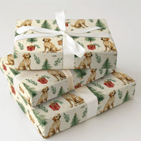 Dog Holiday Gift Wrap, Yellow Labrador Christmas Wrapping Paper, Watercolor Lab Christmas Paper, Festive Dog Lover Gift Wrapping Paper Roll