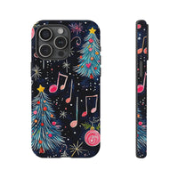 Festive Holiday Musical Score Phone Cover, Christmas Music Notes iPhone Case, Dual Layer TPU Tough Case, Xmas Present for Musician Music Lover
