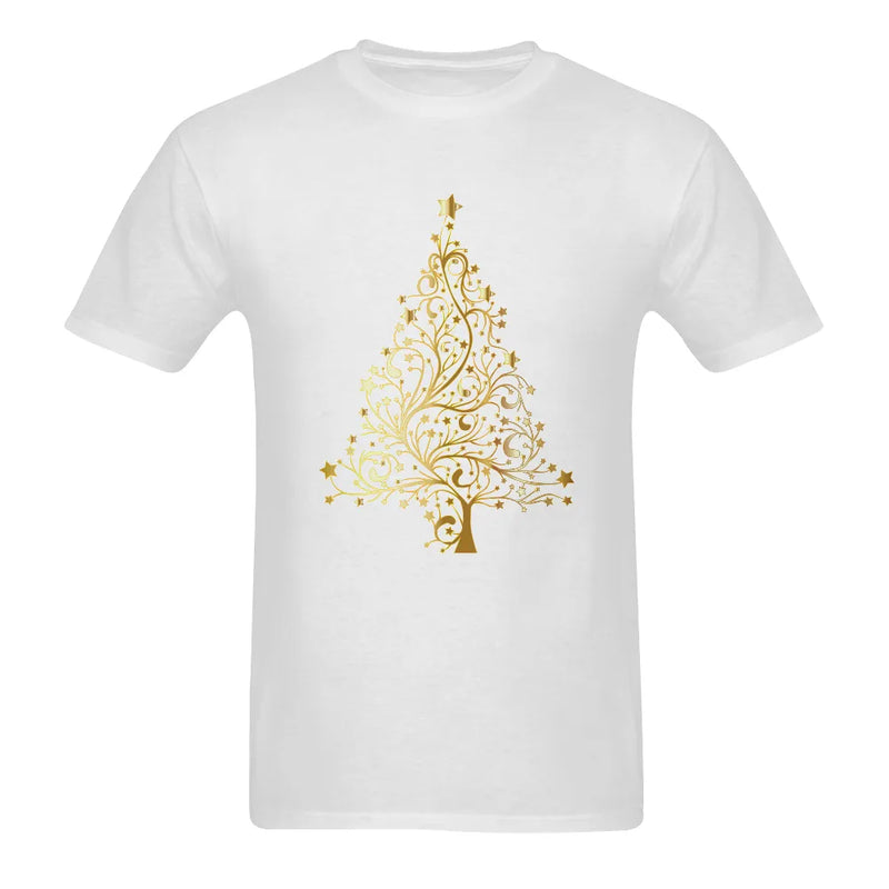 Elegant Holiday Tree Shirt, Golden Christmas Tree T-Shirt, Xmas Tree Graphic Tee, Festive Tree Art Shirt, Christmas Present for Men