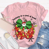 Bow Apple Christmas Shirt, Teacher Christmas Shirt, Holiday Lights Teacher Tee, Adorable School Holiday Shirt, Teacher Christmas Present