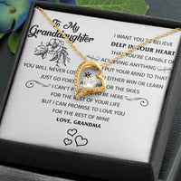 To My Granddaughter Present From Grandma, Forever Love Heart Necklace, 14K White Gold Finish Pendant, Cubic Zirconia Christmas Jewelry